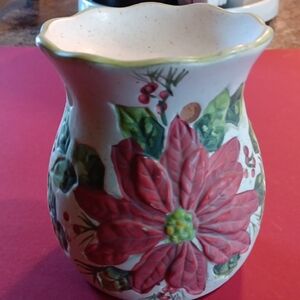 Floral Ceramic Pontsettia Candle Warner